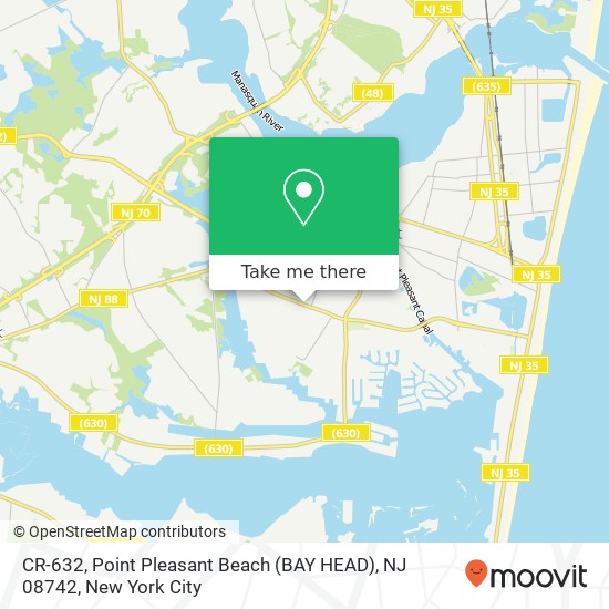Mapa de CR-632, Point Pleasant Beach (BAY HEAD), NJ 08742