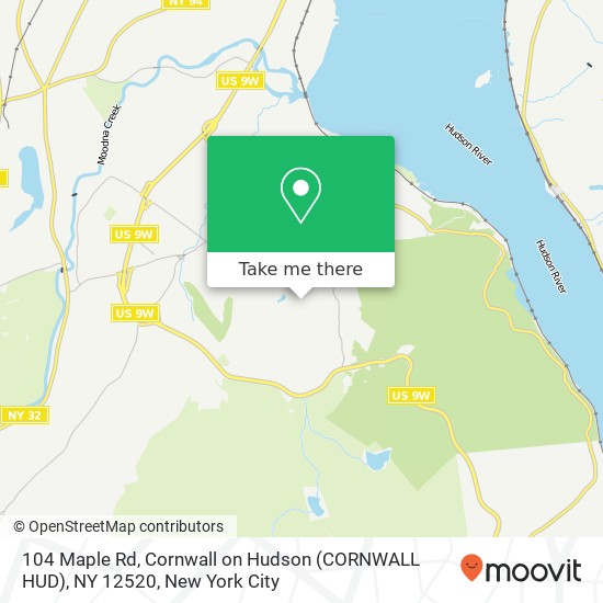 Mapa de 104 Maple Rd, Cornwall on Hudson (CORNWALL HUD), NY 12520