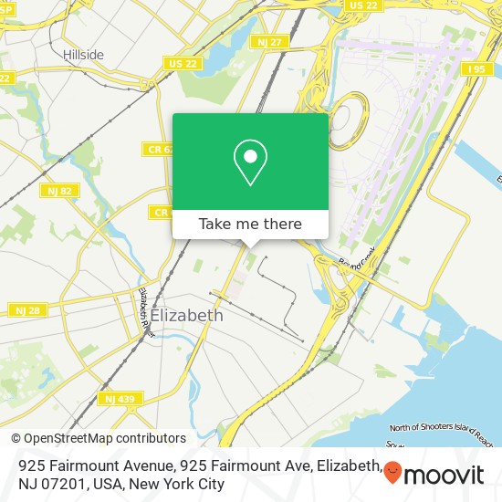 925 Fairmount Avenue, 925 Fairmount Ave, Elizabeth, NJ 07201, USA map