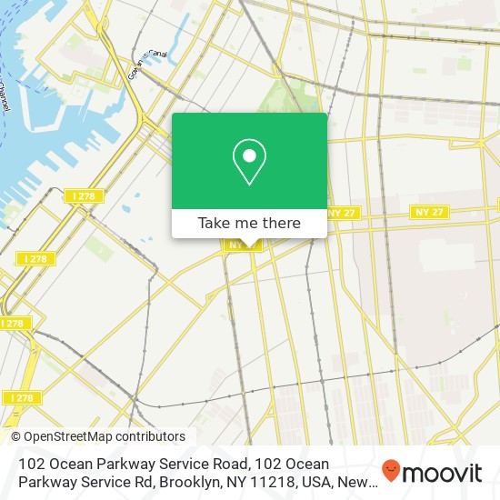 Mapa de 102 Ocean Parkway Service Road, 102 Ocean Parkway Service Rd, Brooklyn, NY 11218, USA