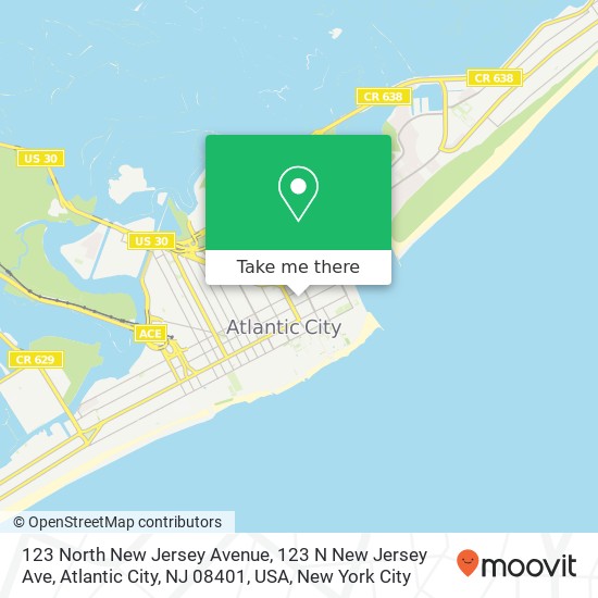 Mapa de 123 North New Jersey Avenue, 123 N New Jersey Ave, Atlantic City, NJ 08401, USA