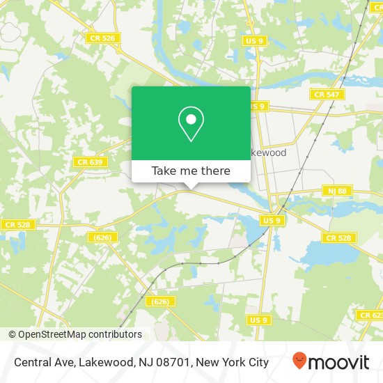 Mapa de Central Ave, Lakewood, NJ 08701