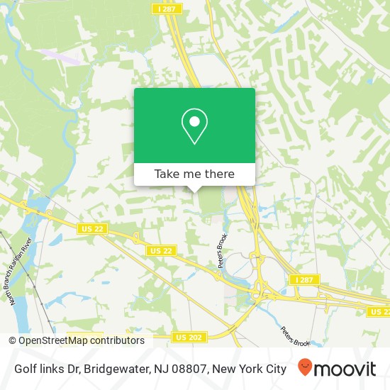 Mapa de Golf links Dr, Bridgewater, NJ 08807