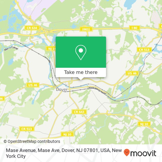 Mapa de Mase Avenue, Mase Ave, Dover, NJ 07801, USA