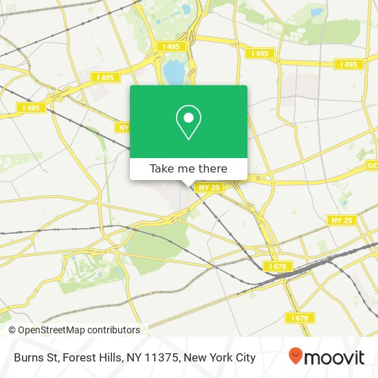 Mapa de Burns St, Forest Hills, NY 11375