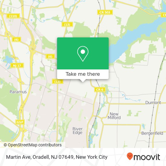 Mapa de Martin Ave, Oradell, NJ 07649