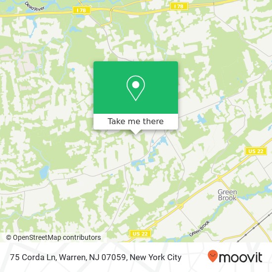 Mapa de 75 Corda Ln, Warren, NJ 07059