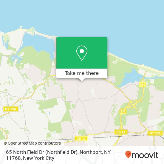 Mapa de 65 North Field Dr (Northfield Dr), Northport, NY 11768