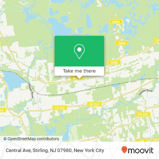 Mapa de Central Ave, Stirling, NJ 07980