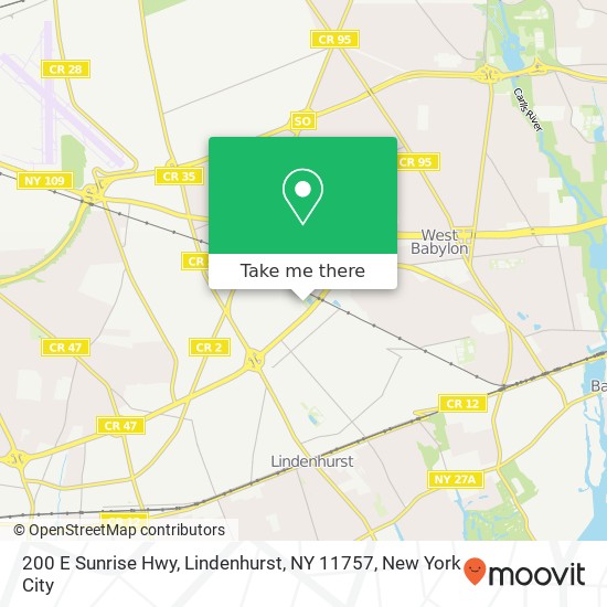 Mapa de 200 E Sunrise Hwy, Lindenhurst, NY 11757