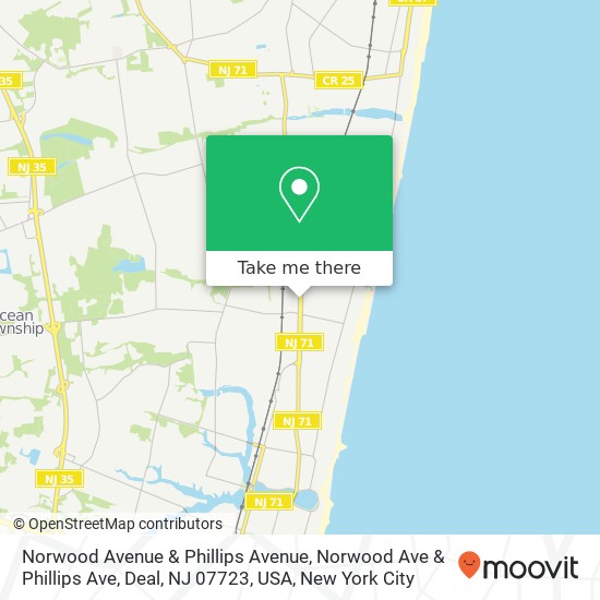 Mapa de Norwood Avenue & Phillips Avenue, Norwood Ave & Phillips Ave, Deal, NJ 07723, USA