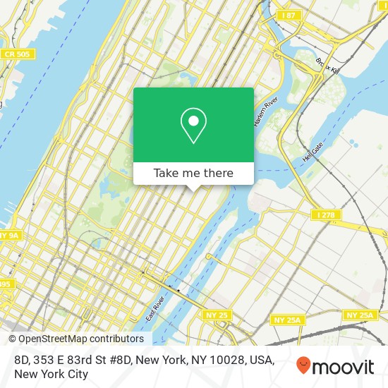 Mapa de 8D, 353 E 83rd St #8D, New York, NY 10028, USA