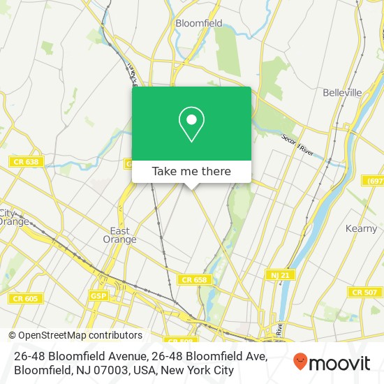 26-48 Bloomfield Avenue, 26-48 Bloomfield Ave, Bloomfield, NJ 07003, USA map