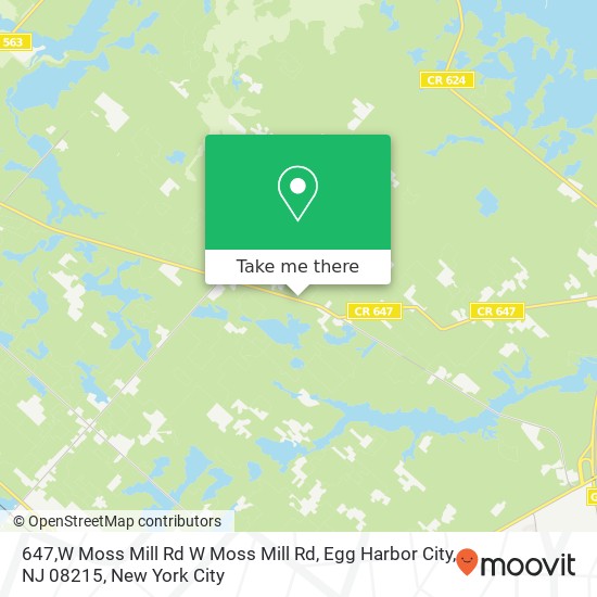 Mapa de 647,W Moss Mill Rd W Moss Mill Rd, Egg Harbor City, NJ 08215