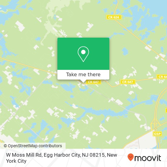 Mapa de W Moss Mill Rd, Egg Harbor City, NJ 08215