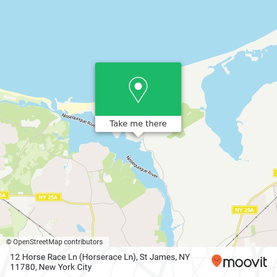 Mapa de 12 Horse Race Ln (Horserace Ln), St James, NY 11780