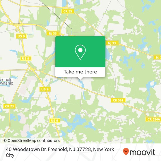 Mapa de 40 Woodstown Dr, Freehold, NJ 07728
