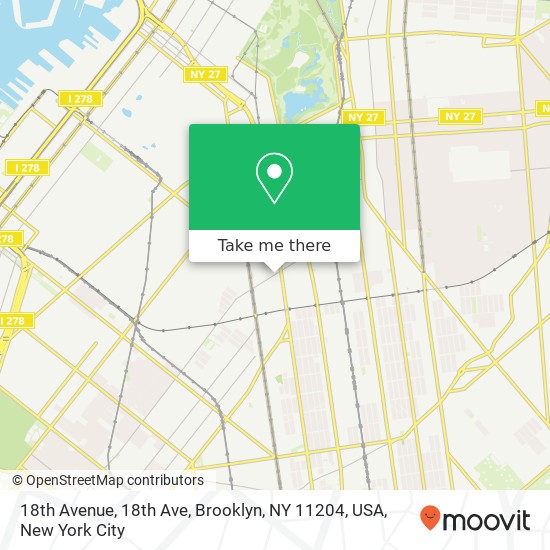 18th Avenue, 18th Ave, Brooklyn, NY 11204, USA map