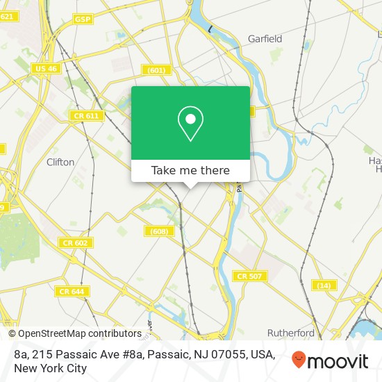 Mapa de 8a, 215 Passaic Ave #8a, Passaic, NJ 07055, USA