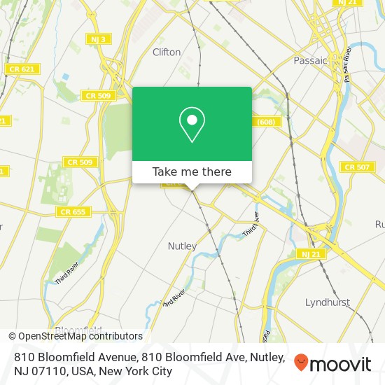 810 Bloomfield Avenue, 810 Bloomfield Ave, Nutley, NJ 07110, USA map