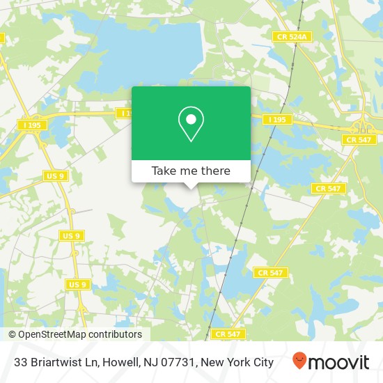 Mapa de 33 Briartwist Ln, Howell, NJ 07731