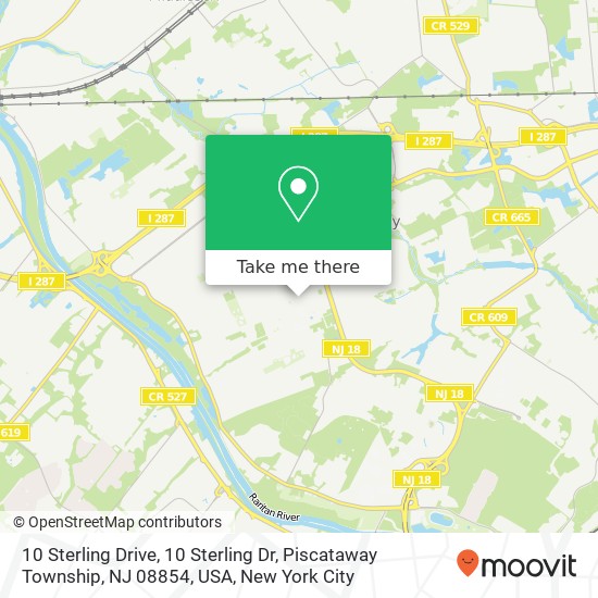 Mapa de 10 Sterling Drive, 10 Sterling Dr, Piscataway Township, NJ 08854, USA