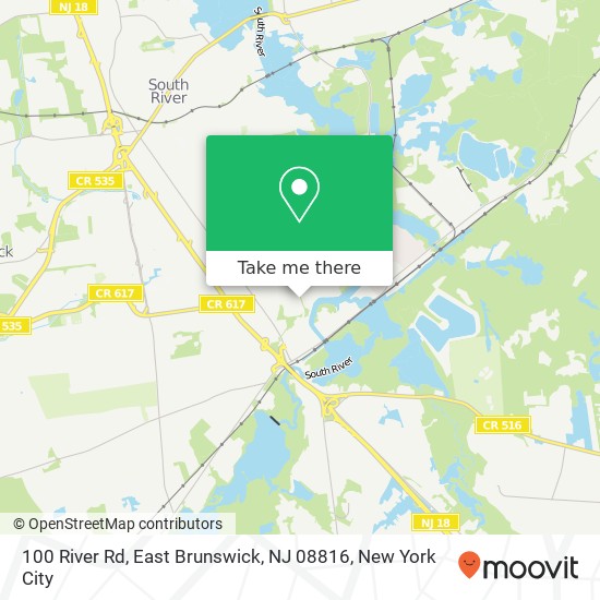 Mapa de 100 River Rd, East Brunswick, NJ 08816
