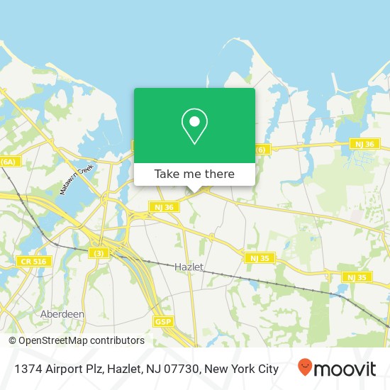 Mapa de 1374 Airport Plz, Hazlet, NJ 07730