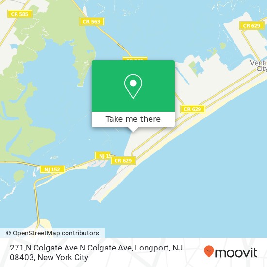 Mapa de 271,N Colgate Ave N Colgate Ave, Longport, NJ 08403