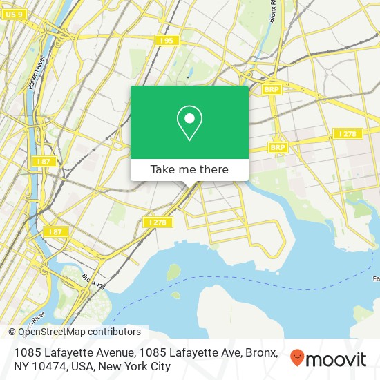 Mapa de 1085 Lafayette Avenue, 1085 Lafayette Ave, Bronx, NY 10474, USA