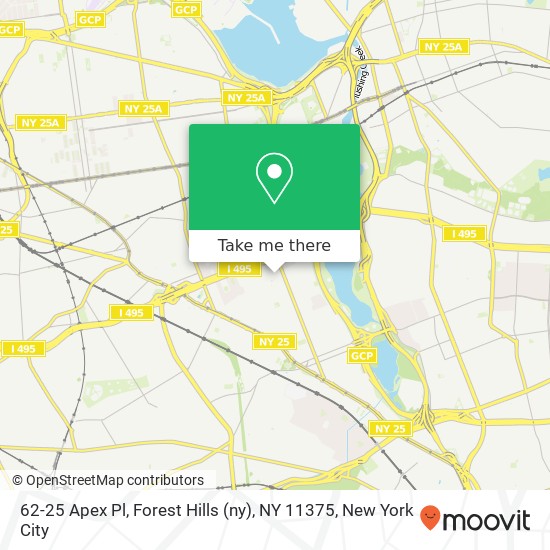 Mapa de 62-25 Apex Pl, Forest Hills (ny), NY 11375