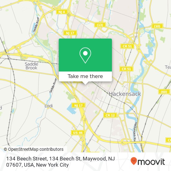 134 Beech Street, 134 Beech St, Maywood, NJ 07607, USA map