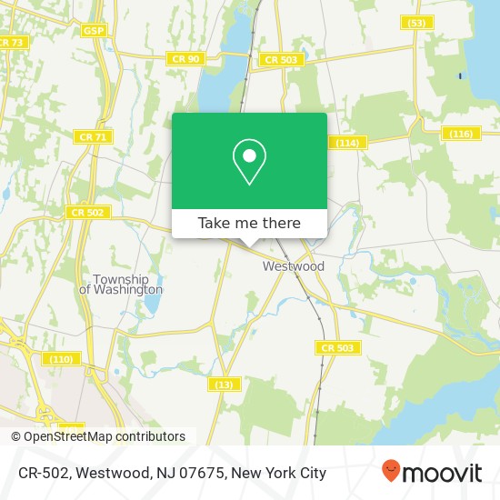 Mapa de CR-502, Westwood, NJ 07675