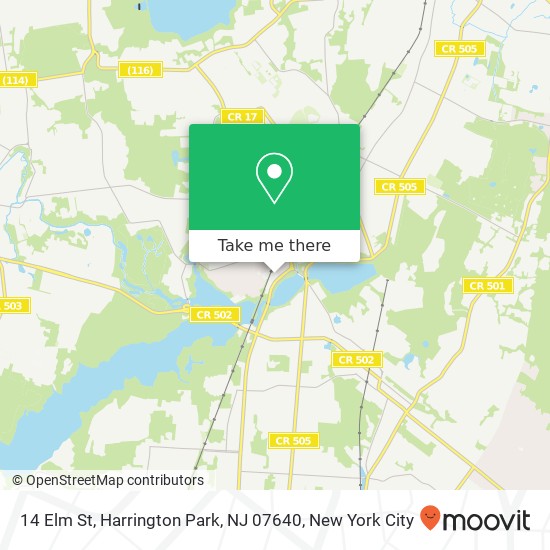Mapa de 14 Elm St, Harrington Park, NJ 07640