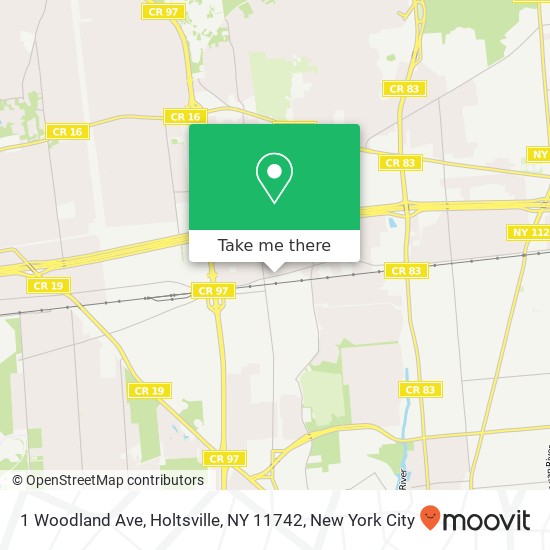 Mapa de 1 Woodland Ave, Holtsville, NY 11742