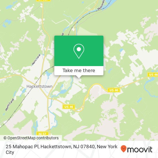 Mapa de 25 Mahopac Pl, Hackettstown, NJ 07840