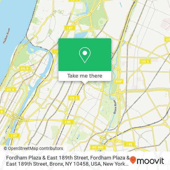 Fordham Plaza & East 189th Street, Fordham Plaza & East 189th Street, Bronx, NY 10458, USA map