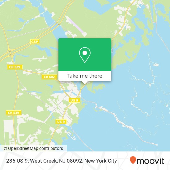 Mapa de 286 US-9, West Creek, NJ 08092