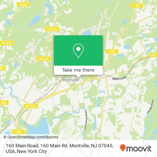 Mapa de 160 Main Road, 160 Main Rd, Montville, NJ 07045, USA