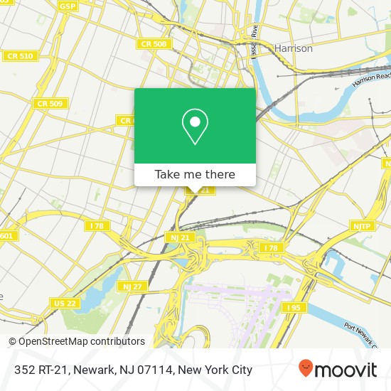 Mapa de 352 RT-21, Newark, NJ 07114