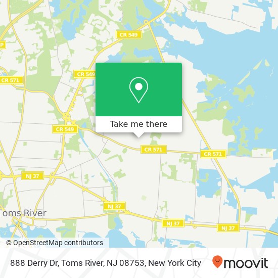 Mapa de 888 Derry Dr, Toms River, NJ 08753