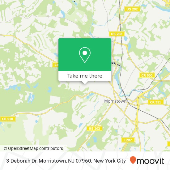 Mapa de 3 Deborah Dr, Morristown, NJ 07960