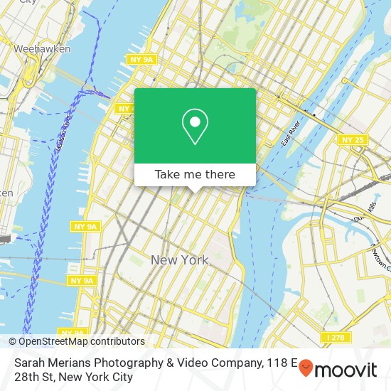 Mapa de Sarah Merians Photography & Video Company, 118 E 28th St