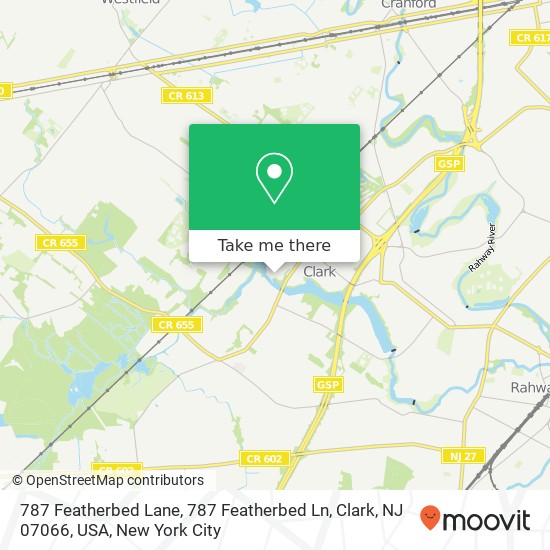 Mapa de 787 Featherbed Lane, 787 Featherbed Ln, Clark, NJ 07066, USA