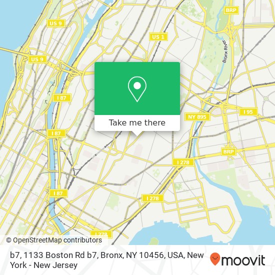 Mapa de b7, 1133 Boston Rd b7, Bronx, NY 10456, USA