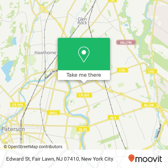 Mapa de Edward St, Fair Lawn, NJ 07410