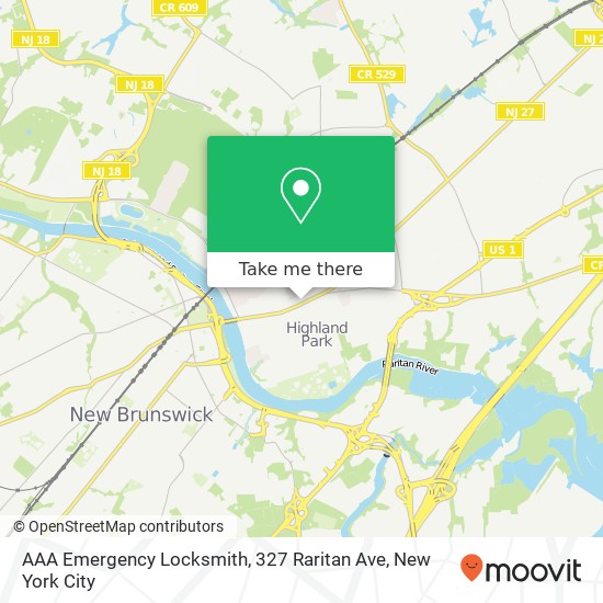 Mapa de AAA Emergency Locksmith, 327 Raritan Ave