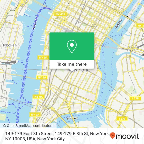Mapa de 149-179 East 8th Street, 149-179 E 8th St, New York, NY 10003, USA