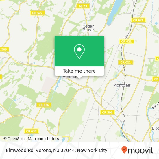 Mapa de Elmwood Rd, Verona, NJ 07044