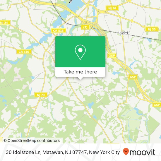 Mapa de 30 Idolstone Ln, Matawan, NJ 07747